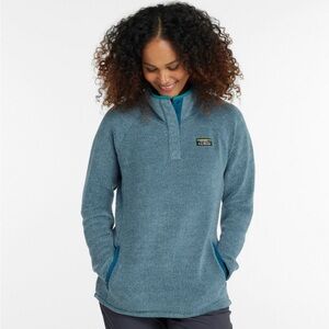 Women’s LL Bean tumbled Sherpa quarter snap pullover size medium petite.